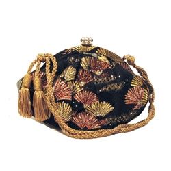 Judith Leiber Embroidered Silk & Swarovski Fan Evening Bag