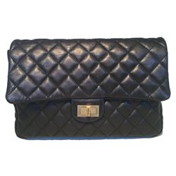 Chanel Black Quilted Soft Lambskin Leather Classic Flap Clutch