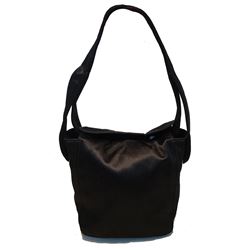 Tod's Black Satin Fold Top Evening Baguette