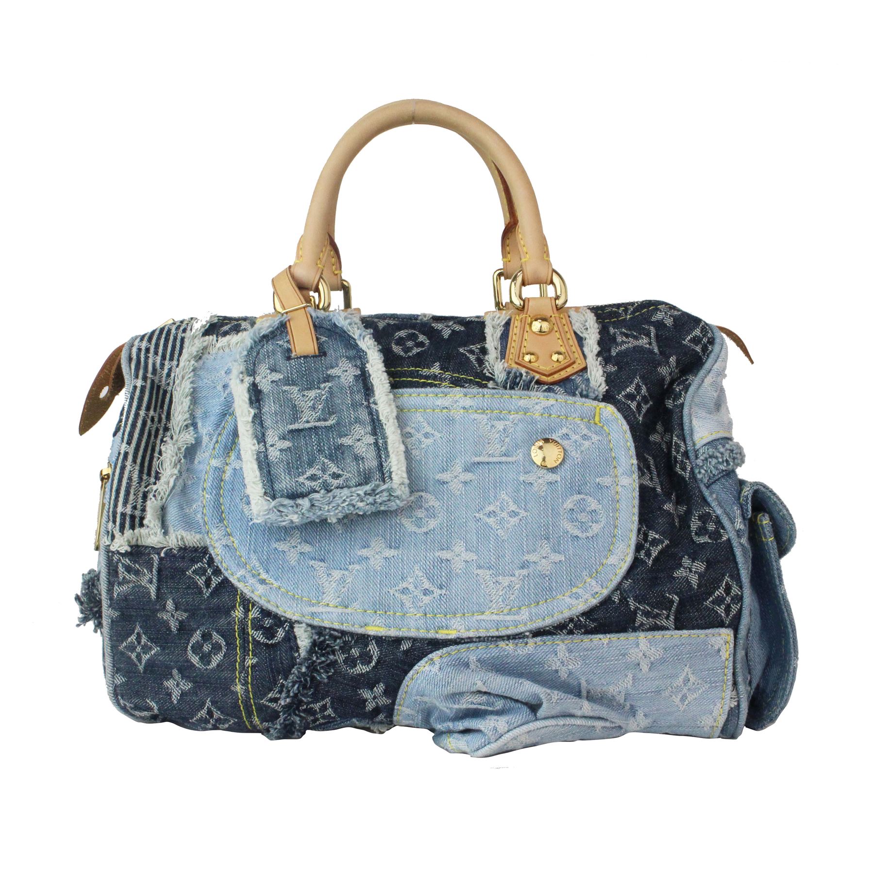 LOUIS VUITTON Limited Edition Speedy 30 Hand Bag Denim Patchwork