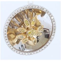 14K WHITE AND YELLOW GOLD PENDANT:10.5g/Diamond:0.36ct/Yellow Diamond:0.25ct