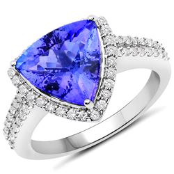 3.87ct Tanzanite 14K White Gold Ring