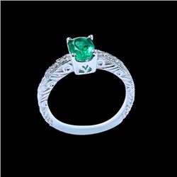 0.90CT NATURAL COLOMBIAN Emerald 14K W/G RING