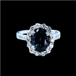 3.08CT NATURAL BURMA BLUE SPINEL 14K White GOLD RING