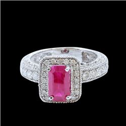 GIA 2.12CT NATURAL RUBY 14K WHITE GOLD RING