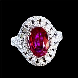 3.06CT NATURAL RUBY 14K WHITE GOLD RING