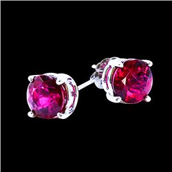 4.00CT NATURAL RUBELLITE 14K WHITE GOLD EARRING