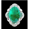 Image 1 : 12.06ct Emerald 14K White Gold Ring