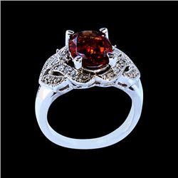 6.28CT NATURAL MALAYA GARNET 14K W/G RING