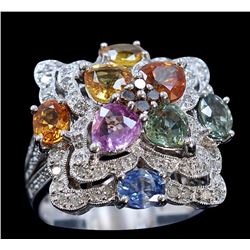 1.50ct Multi Sapphire 14K White Gold Ring