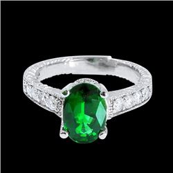 1.85CT NATURAL TSAVORITE 14K WHITE GOLD RING