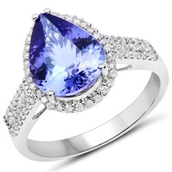 3.45ct Tanzanite 14K White Gold Ring