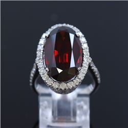 9.91CT Natural Malaya Garnet 14k white gold ring