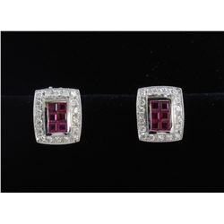 14K White Gold Ruby Earring:10.1gDiamond:0.78ctRuby:1.18ct