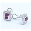 Image 2 : 14K White Gold Ruby Earring:10.1gDiamond:0.78ctRuby:1.18ct