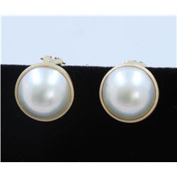 14K Yellow Gold Pearl Earring:6.9g/Pearl