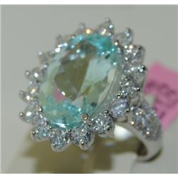 8.79ct PARAIBA TORMALINE 14K White Gold 7.70gm Ring