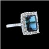 Image 1 : 3.78CT NATURAL INDICOLITE TOURMALINE 14K WHITE GOLD RING