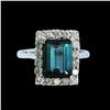 Image 2 : 3.78CT NATURAL INDICOLITE TOURMALINE 14K WHITE GOLD RING