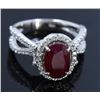 Image 1 : GIA 3.53ct Natural Ruby 14K White Gold Ring