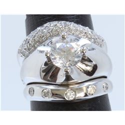 14K WHITE GOLD 3 PCS RING:12.59g/Diamond:0.6ct/Center Cubic zirconia:1ea