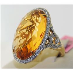 16.01ct Citrine 14K Yellow Gold 4.90gm Ring