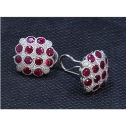 14K WHITE GOLD RUBY EARRING