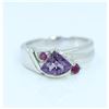 Image 1 : Sterling Silver .925  Amethyst W/ Ruby Ring 6.17gram