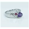 Image 2 : Sterling Silver .925  Amethyst W/ Ruby Ring 6.17gram