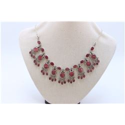 Sterling Silver .925  Ruby Necklace 62.18 gram