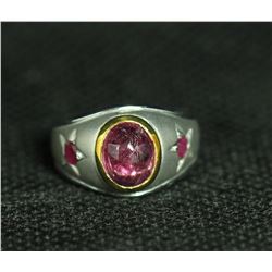 Sterling silver .925 with Pink gem stone with ruby  ring 5.88gram