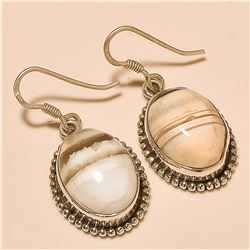 White Agate Earring Solid Sterling Silver