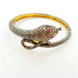 25.7gm Gold Plated / Silver / Ruby / Diamond Bracelet