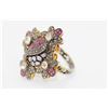 Image 2 : 12.44gm Gold Plated / Silver / Ruby/Diamond uncut Ring