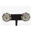 Image 1 : 14.66gm Gold Plated / Silver / Emerald Oval Shape / Diamond Uncut Earring