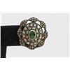 Image 2 : 14.66gm Gold Plated / Silver / Emerald Oval Shape / Diamond Uncut Earring