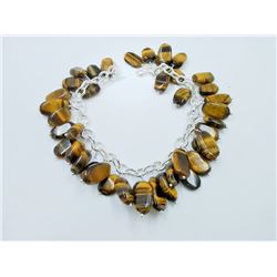 34.53gm Silver & Natural Gemstone Bracelet