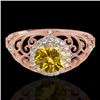 Image 1 : 1.22 CTW Certified Si/I Fancy Intense Yellow Diamond Solitaire Halo Ring 10K Rose Gold - REF-236W4F 