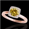 Image 1 : 1.15 CTW Certified Si/I Fancy Intense Yellow Diamond Solitaire Halo Ring 10K Rose Gold - REF-200N2Y 