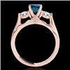 Image 2 : 1.5 CTW Si Certified Fancy Blue Diamond 3 Stone Solitaire Ring 10K Rose Gold - REF-180M2H - 35373