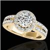 Image 1 : 1.5 CTW H-SI/I Certified Diamond Solitaire Halo Ring 10K Yellow Gold - REF-180W2F - 33991