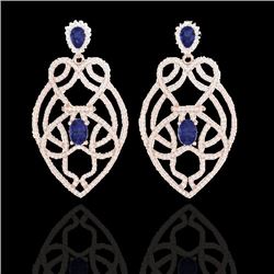 7 CTW Tanzanite & Micro VS/SI Diamond Heart Earrings Solitaire 14K Rose Gold - REF-381F8N - 21142