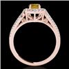 Image 2 : 1.43 CTW Certified Si/I Fancy Intense Yellow Diamond Solitaire Halo Ring 10K Rose Gold - REF-176H4A 