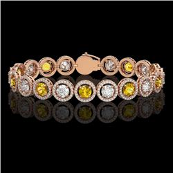 13.76 CTW Canary Yellow & White Diamond Designer Bracelet 18K Rose Gold - REF-1948K4W - 42600