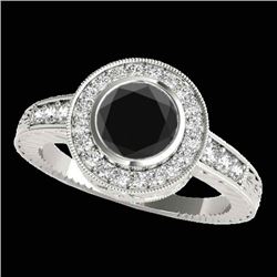 1.50 CTW Certified VS Black Diamond Solitaire Halo Ring 10K White Gold - REF-72Y8K - 33894