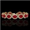 Image 1 : 30 CTW Ruby & Micro Pave VS/SI Diamond Bracelet 10K Yellow Gold - REF-454H5A - 22696