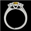 Image 2 : 3 CTW Certified Si/I Fancy Intense Yellow Diamond 3 Stone Solitaire Ring 10K White Gold - REF-680T9M