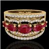 Image 1 : 2.25 CTW Ruby & Micro Pave VS/SI Diamond Designer Ring 10K Yellow Gold - REF-71X3T - 20803