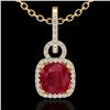 Image 2 : 3 CTW Ruby & Micro VS/SI Diamond Necklace 18K Yellow Gold - REF-76N4Y - 22989