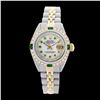 Image 2 : Rolex Men's Two Tone 14K Gold/SS, QuickSet, Diam/Emerald Dial & Diam/Emerald Bezel - REF-575N7A